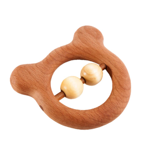 Wooden Baby Rattle-Teether Bear